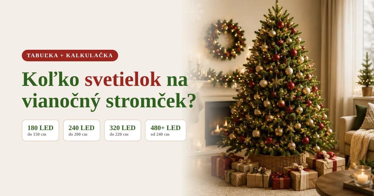 Koľko svetielok potrebujem na vianočný stromček? Tabuľka a kalkulačka