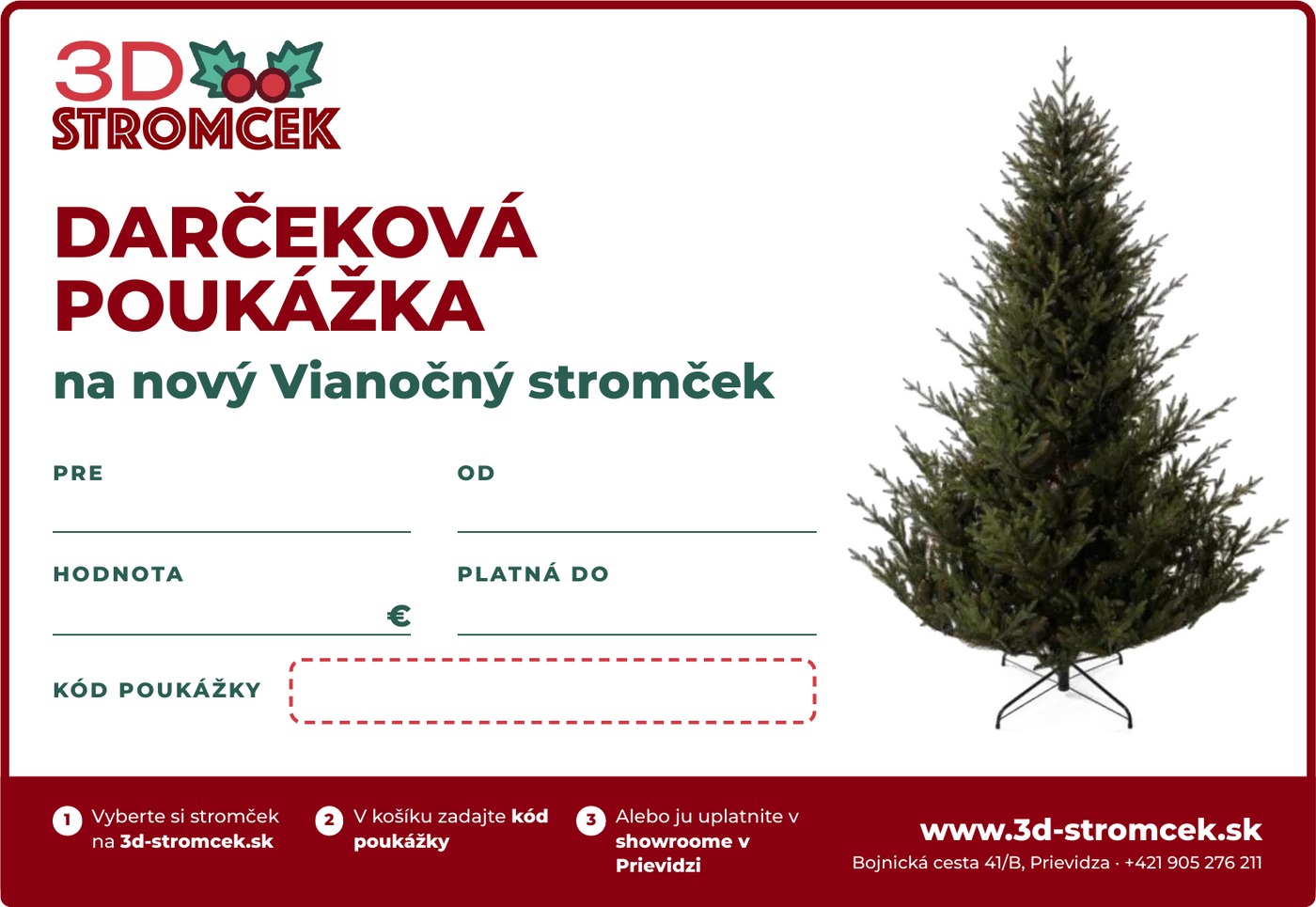 Darčeková poukážka na nový vianočný stromček