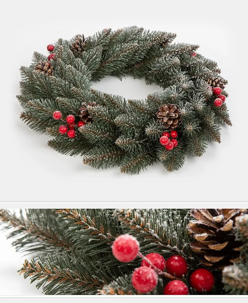 Vianočný veniec Smrek zdobený zamrznutý 40 cm